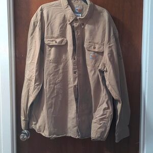 🔥Men's Carhartt FR Tan Button Down 4XL 🔥